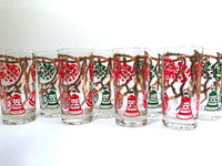 Load image into Gallery viewer, Norman Wolff Co Mid-Century Red and Green Christmas Garland Glasses (Set of 8)

