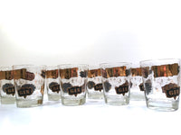 Load image into Gallery viewer, Vintage Black and 22-Karat Gold Liquor Name Double Old Fashion Glasses (Set of 8)

