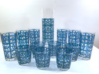Load image into Gallery viewer, Pasinski Signed Mid-Century Blue and Green 14-Piece Cocktail Set
