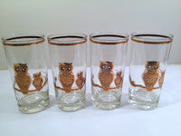 Load image into Gallery viewer, Culver Signed Mid-Century 22-Karat Gold Retro Owl Tall Glasses (Set of 4)
