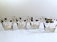 Load image into Gallery viewer, Federal Glass Mid-Century Black and 22-Karat Gold Amoeba Boomerang Old Fashion Glasses (Set of 4)
