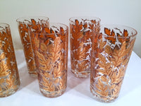 Load image into Gallery viewer, Culver Signed Mid-Century 22-Karat Gold Foliage Glasses (Set of 8)
