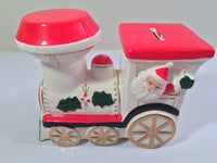 Load image into Gallery viewer, Vintage Santa and Elf Christmas Train Bank
