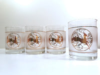 Load image into Gallery viewer, Culver Signed Mid-Century Golden Reindeer Double Old Fashion Glasses (Set of 4)
