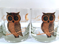 Load image into Gallery viewer, Couroc Signed Mid-Century Black and 22-Karat Gold Owl Old Fashion Glasses (Set of 4)

