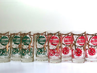 Load image into Gallery viewer, Norman Wolff Co Mid-Century Red and Green Christmas Garland Glasses (Set of 8)
