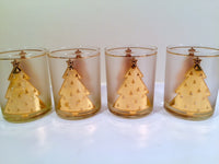 Load image into Gallery viewer, Culver Signed Mid-Century Lord and Taylor 22-Karat Gold Christmas Tree Double Old Fashion Glasses (Set of 4)
