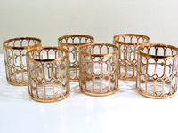 Load image into Gallery viewer, Imperial Glass Company –  Spanish Windows 22-Karat Gold Mid-Century Double Old Fashion Glasses (Set of 6)
