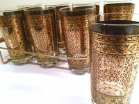 Load image into Gallery viewer, Pasinski Mid-Century Black and 22-Karat Gold Bar Set (Set of 8 Glasses with Carrier)
