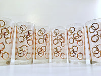Load image into Gallery viewer, Mid-Century 22-Karat Gold &amp; White Chains of Love Glasses (Set of 6)
