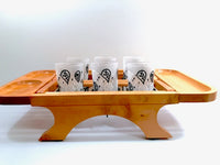 Load image into Gallery viewer, Karoff Original Mid-Century Kant-Spill Drink-N-Snack Server Bar Set (Set of 6 with Wood Carrier)

