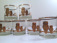 Load image into Gallery viewer, Culver - Signed 22-Karat Gold Retro Owl Old Fashion Glasses (Set of 6)

