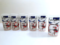 Load image into Gallery viewer, Hazel Atlas Mid-Century Frosted Santa&#39;s Workshop North Pole NY (Set of 6)
