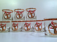 Load image into Gallery viewer, Culver Signed Mid-Century Rudolph The Red Nose Reindeer Old Fashion Glasses - Rare (Set of 8)
