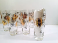 Load image into Gallery viewer, Federal Glass 22- Karat Gold and Black Retro Atomic Collins Glasses (Set of 7)
