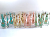 Load image into Gallery viewer, Fred Press Signed Mid-Century Pastel Atomic Burst Highball Glasses (Set of 8)
