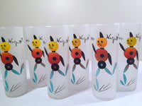 Load image into Gallery viewer, Federal Glass Mid-Century Blue Hey Wait for Me Tall Collins Glasses (Set of 6)
