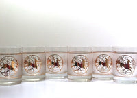 Load image into Gallery viewer, Culver Signed Mid-Century Golden Reindeer Double Old Fashion Glasses (Set of 6)

