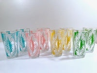 Load image into Gallery viewer, Hazel Atlas Mid-Century Atomic Pastel Burst / Gold Rims Glasses (Set of 8)
