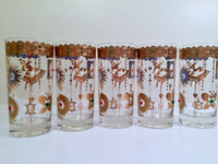 Load image into Gallery viewer, Culver Mid-Century 22-Karat Gold Charm Bracelet Highball Glasses (Set of 5)
