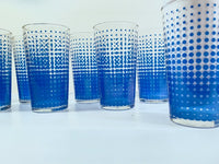 Load image into Gallery viewer, Hazel Atlas Mid-Century Retro Blue Dots Glass Set With Original Box (Set of 8)
