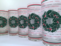 Load image into Gallery viewer, Culver Signed Mid-Century Merry Christmas Wreath Glasses (Set of 7)
