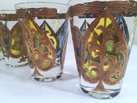 Load image into Gallery viewer, Georges Briard Signed Mid-Century Blue and Yellow Spade Whiskey-Double Shot Glasses (Set of 7)
