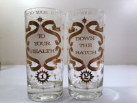 Load image into Gallery viewer, Cera Glass - Mid-Century To Your Health Bar Set With Carrier (Set of 8)
