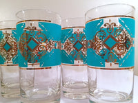 Load image into Gallery viewer, Libbey Mid-Century Turquoise and 22-Karat Gold Highball Glasses (Set of 8)
