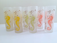 Load image into Gallery viewer, Federal Glass Mid-Century Seahorse Frosted Collins Glasses (Set of 6)
