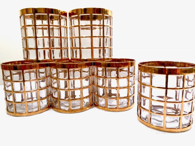 Imperial Glass Company – Tori De Oro 22-Karat Gold Mid-Century Glasses (Set of 6)