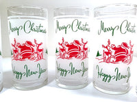 Load image into Gallery viewer, Federal Glass Santa and Reindeer Season Greetings Glasses (Set of 6)
