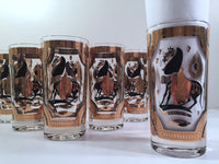Load image into Gallery viewer, Fred Press Signed Mid-Century Trojan Horse Highball Glasses (Set of 4)

