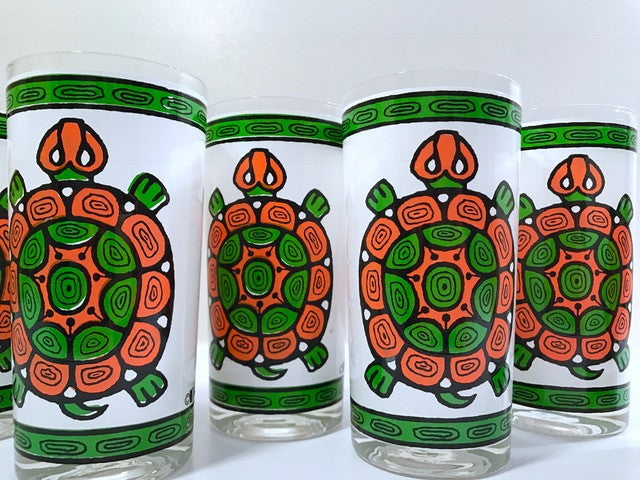 Cera Glass Signed Vintage Sea Turtle Glasses (Set of 6)