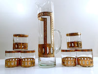 Load image into Gallery viewer, Culver Signed Antigua Mid-Century 22-Karat Gold Martini &amp; Whiskey 7-Piece Bar Set

