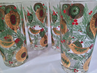 Load image into Gallery viewer, Culver Signed Mid-Century Christmas Tree with Bird and Ornament Highball Glasses (Set of 8)
