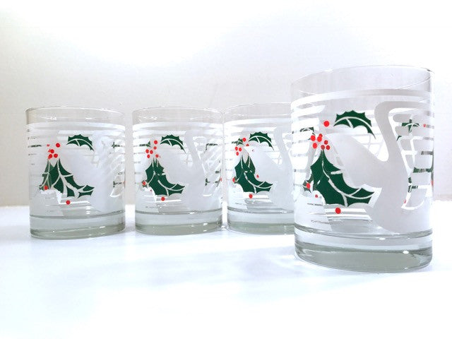 Mid-Century Naughty Santa and Reindeer Highball Glasses (Set of 6