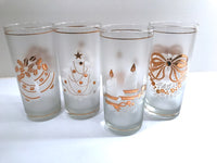 Load image into Gallery viewer, Culver Mid-Century 22-Karat Gold &amp; White Christmas Highball Glasses (Set of 4)
