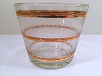 Load image into Gallery viewer, Culver Mid-Century Glass Ice Bucket with Frosted Ice and 22-Karat Gold Band Design

