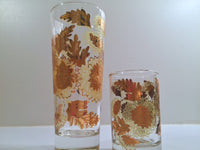 Load image into Gallery viewer, Bartlett Collins Mid-Century Golden Chrysanthemums 8-Piece Set (4 Tall Collins Glasses, 4 Double Shot Glasses)
