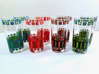Load image into Gallery viewer, Mid-Century Retro Rectangles Glasses With Carrier (Set of 8)
