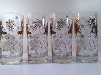 Load image into Gallery viewer, Vintage Christmas White and 22-Karat Gold Holly Boy Glasses (Set of 4)
