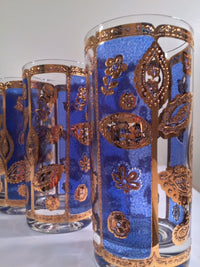 Load image into Gallery viewer, Culver Mid-Century Blue and 22-Karat Gold Leaf Glasses (Set of 8)

