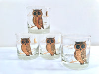 Load image into Gallery viewer, Couroc Signed Mid-Century Black and 22-Karat Gold Owl Old Fashion Glasses (Set of 4)
