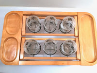 Load image into Gallery viewer, Karoff Original Mid-Century Kant-Spill Drink-N-Snack Server Bar Set (Set of 6 with Wood Carrier)
