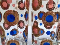 Load image into Gallery viewer, Georges Briard Signed Mid-Century 22-Karat Gold and Colorful Circle Glasses (Set of 6)
