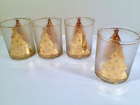 Load image into Gallery viewer, Culver Signed Mid-Century Lord and Taylor 22-Karat Gold Christmas Tree Double Old Fashion Glasses (Set of 4)
