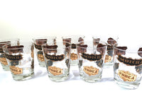 Load image into Gallery viewer, Vintage Black and 22-Karat Gold Liquor Name Double Old Fashion Glasses (Set of 8)
