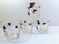 Load image into Gallery viewer, Federal Glass Mid-Century Black and 22-Karat Gold Amoeba Boomerang Old Fashion Glasses (Set of 4)
