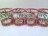 Load image into Gallery viewer, Culver Signed Mid-Century Christmas Holly and Berry Double Old Fashion Glasses (Set of 4)
